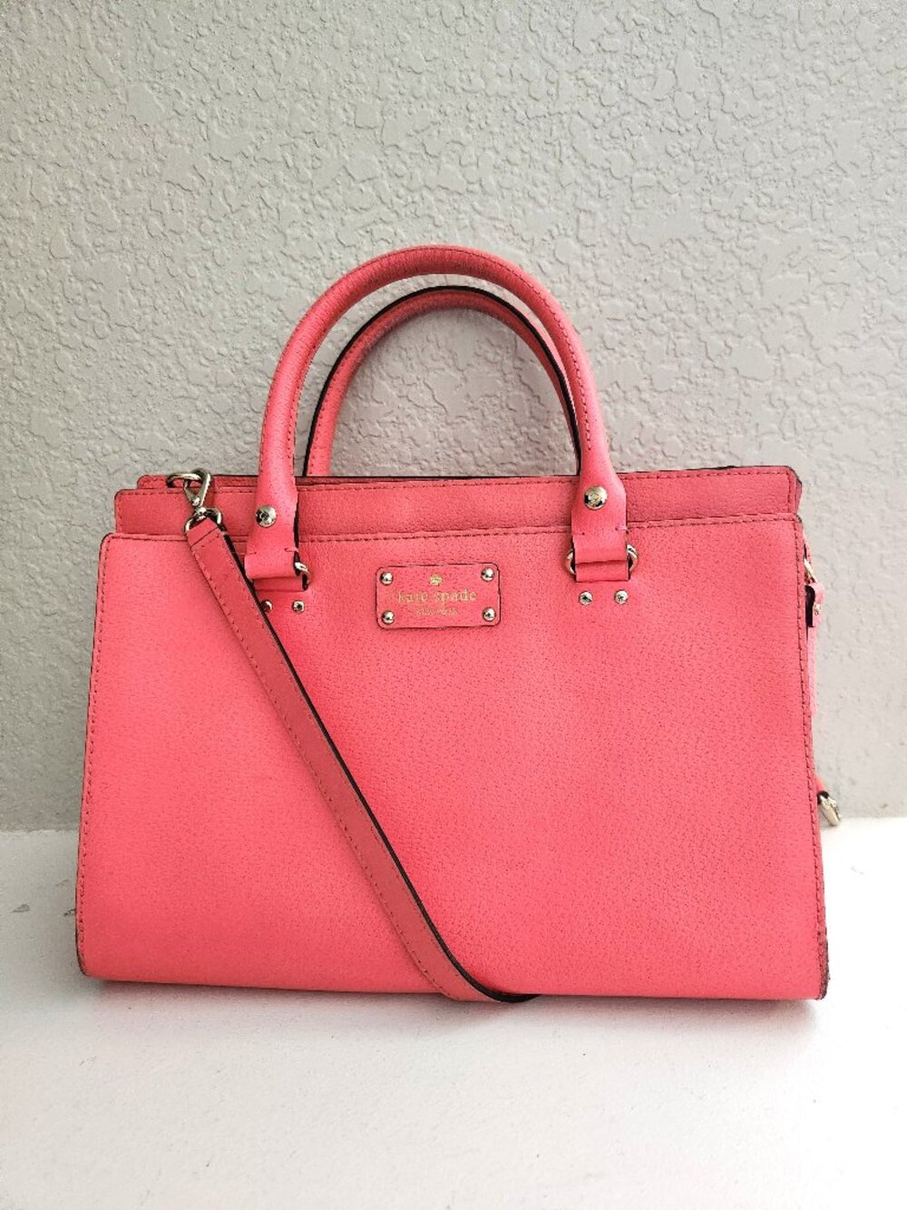 Kate Spade NY Durham Leather Coral Shoulder Bag Purse